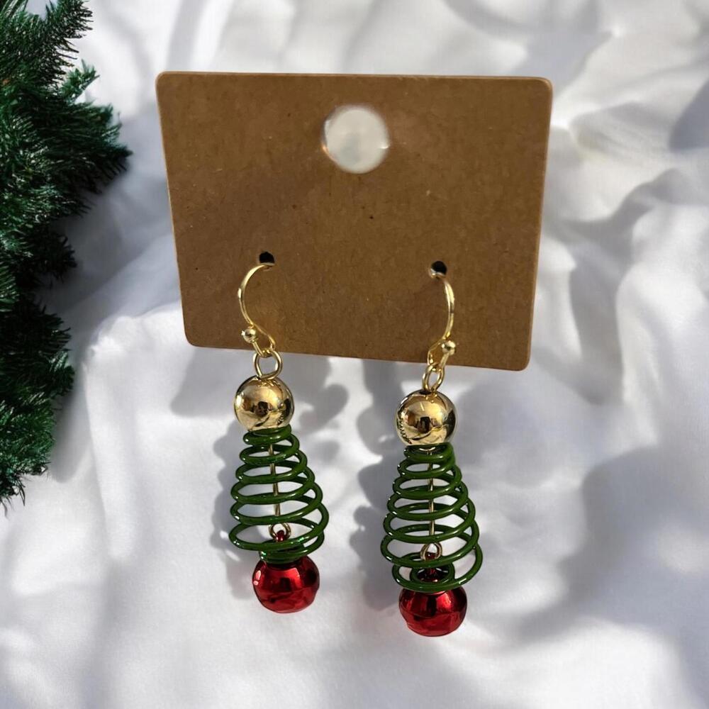 Christmas Tree Dangle Earrings-Gold Tone Zinc Alloy-Holiday-Gift-Party-Office‎